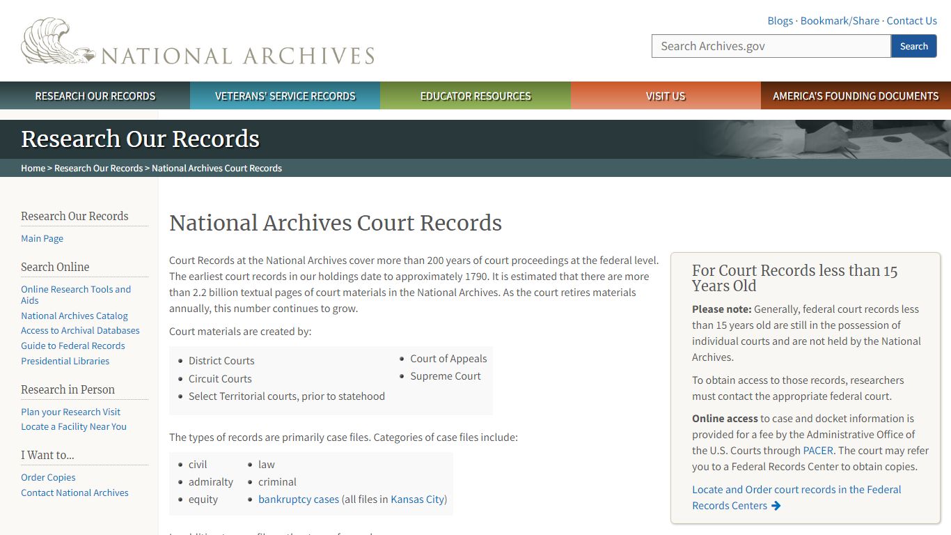 National Archives Court Records